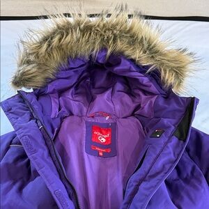 Echo red Girls' Down Jacket with Faux Fur Trim Hood, Girls, Size L 11/12